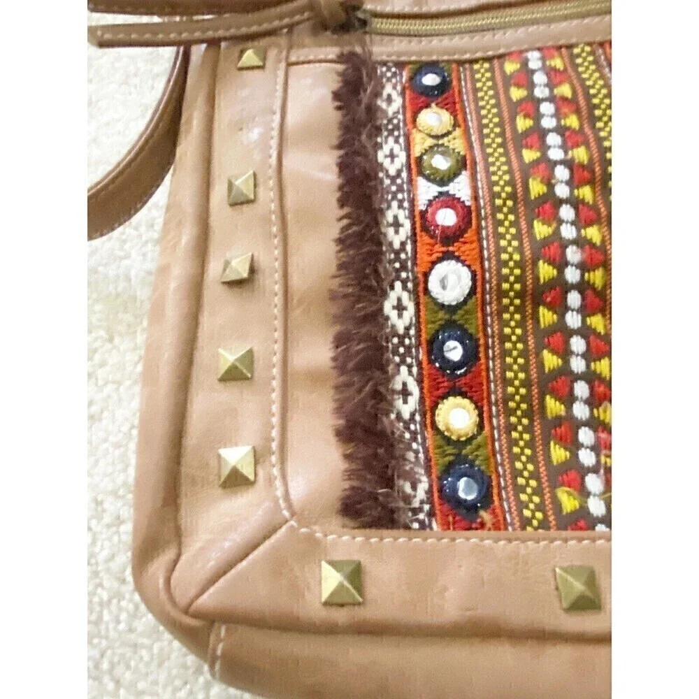 Boho Hippie Crossbody Embroidered Handbag Shoulder Festival Brown Beaded Gypsy